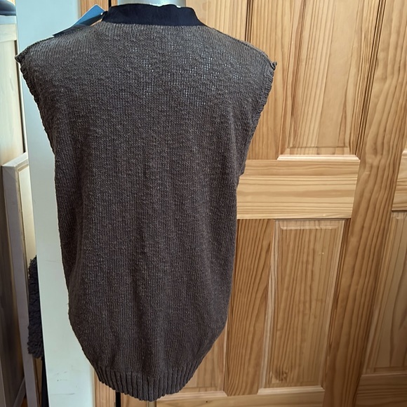 APRIL,MAY BUTTON DOWN VEST BROWN/ BLACK TRIM SMALL NWT - Picture 6 of 10